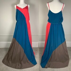 Mossimo Target Pink Blue Gray Maxi Full Floor Length Dress Women Medium